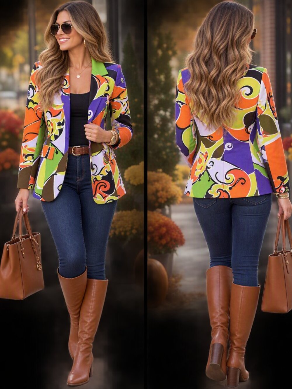 Vintage 4P Dana Buchman Multicolor Abstract Blazer Size 4 petite